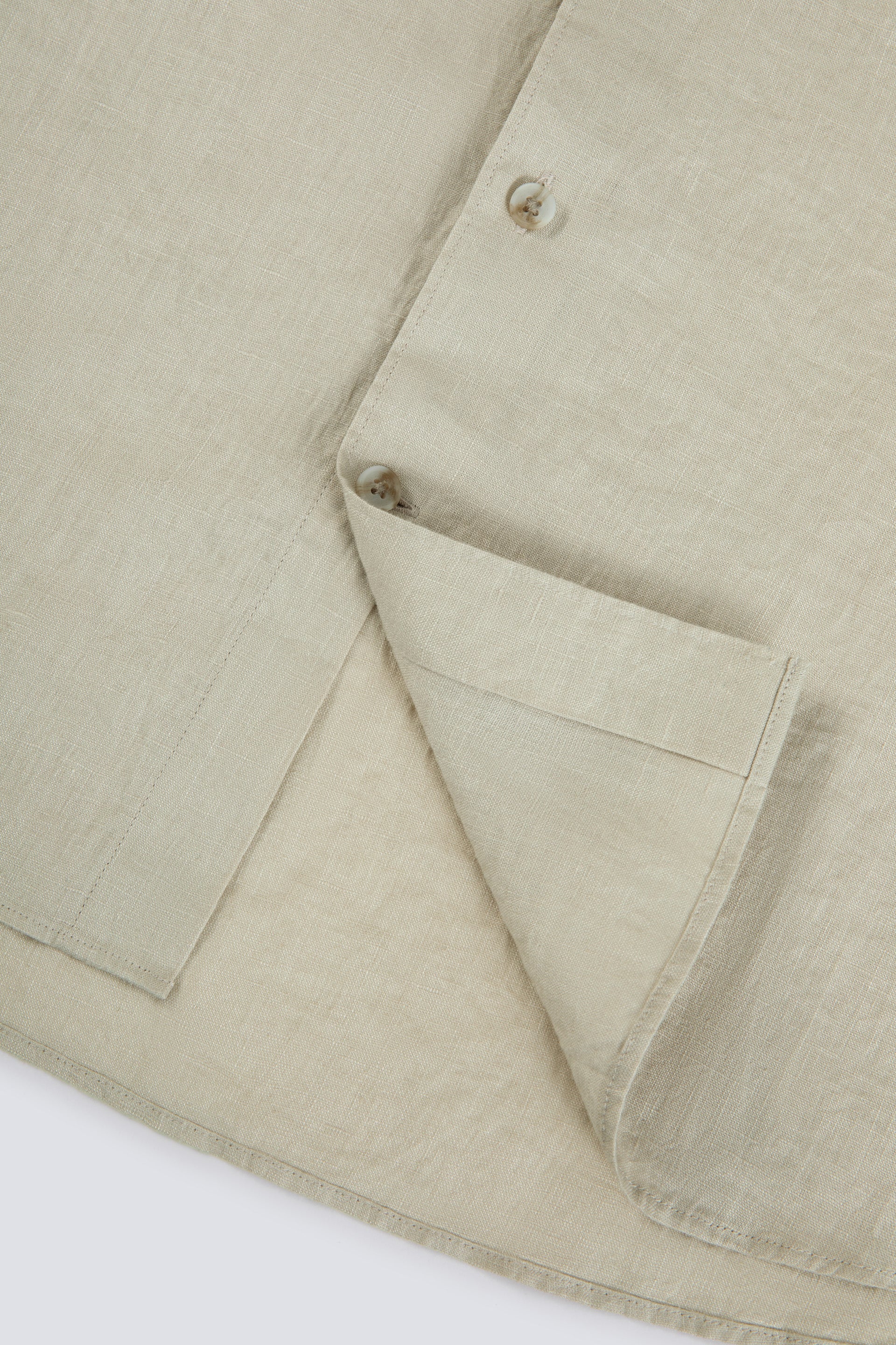 Linen Casual Shirt | Khaki 25559P - Image 7