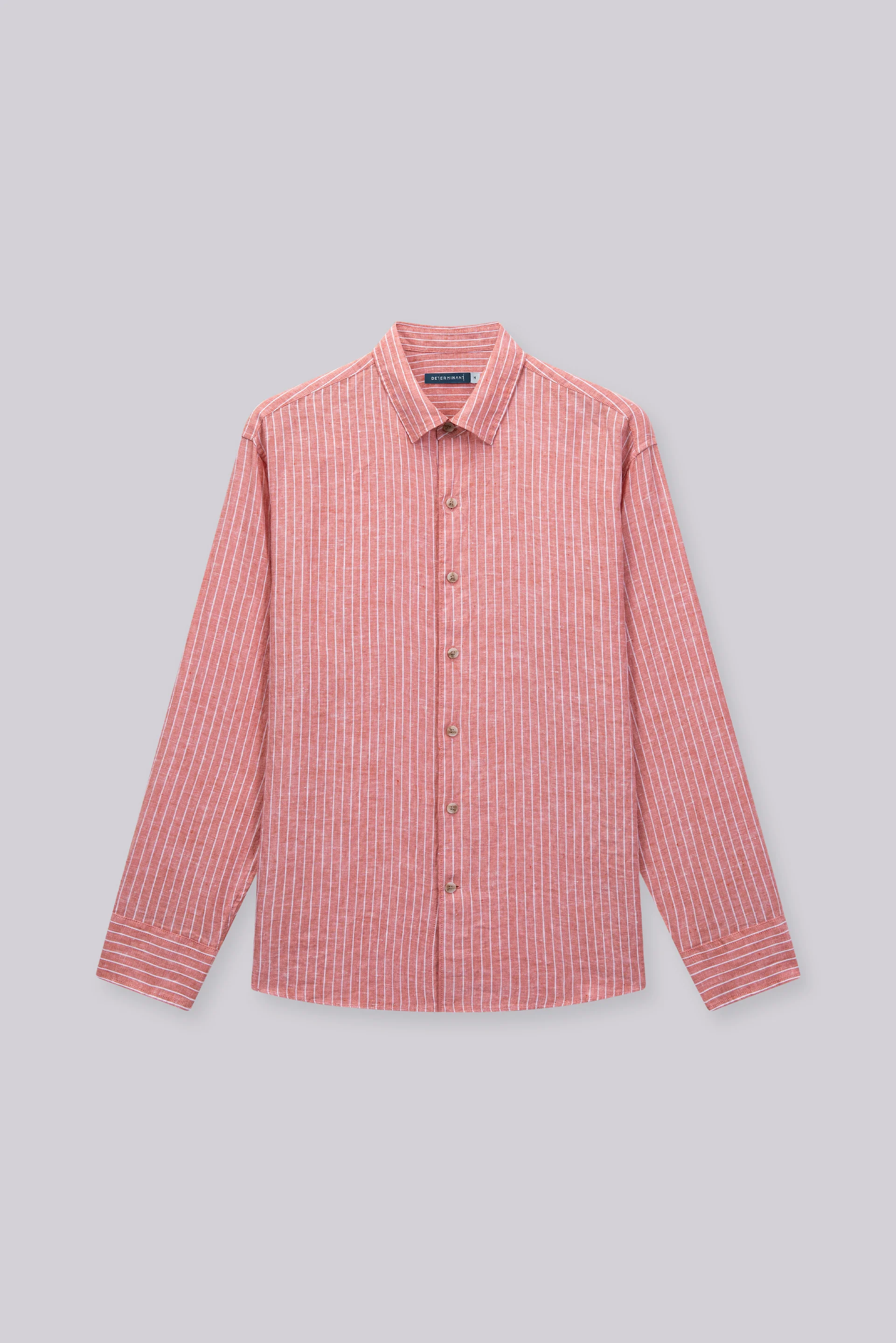 Linen Casual Shirt | Orange Rust Stripes 25558P - Image 3