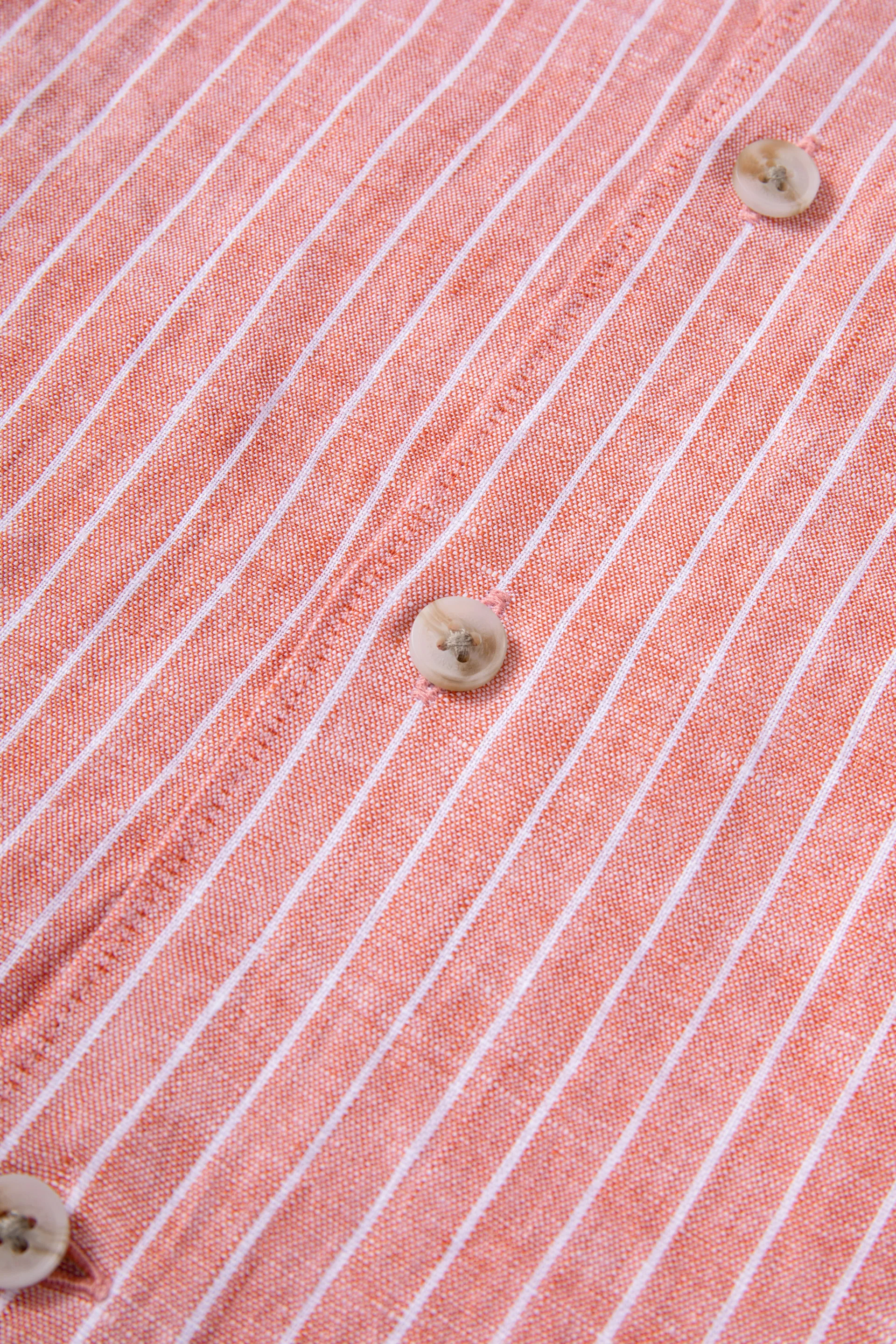 Linen Casual Shirt | Orange Rust Stripes 25558P - Image 6