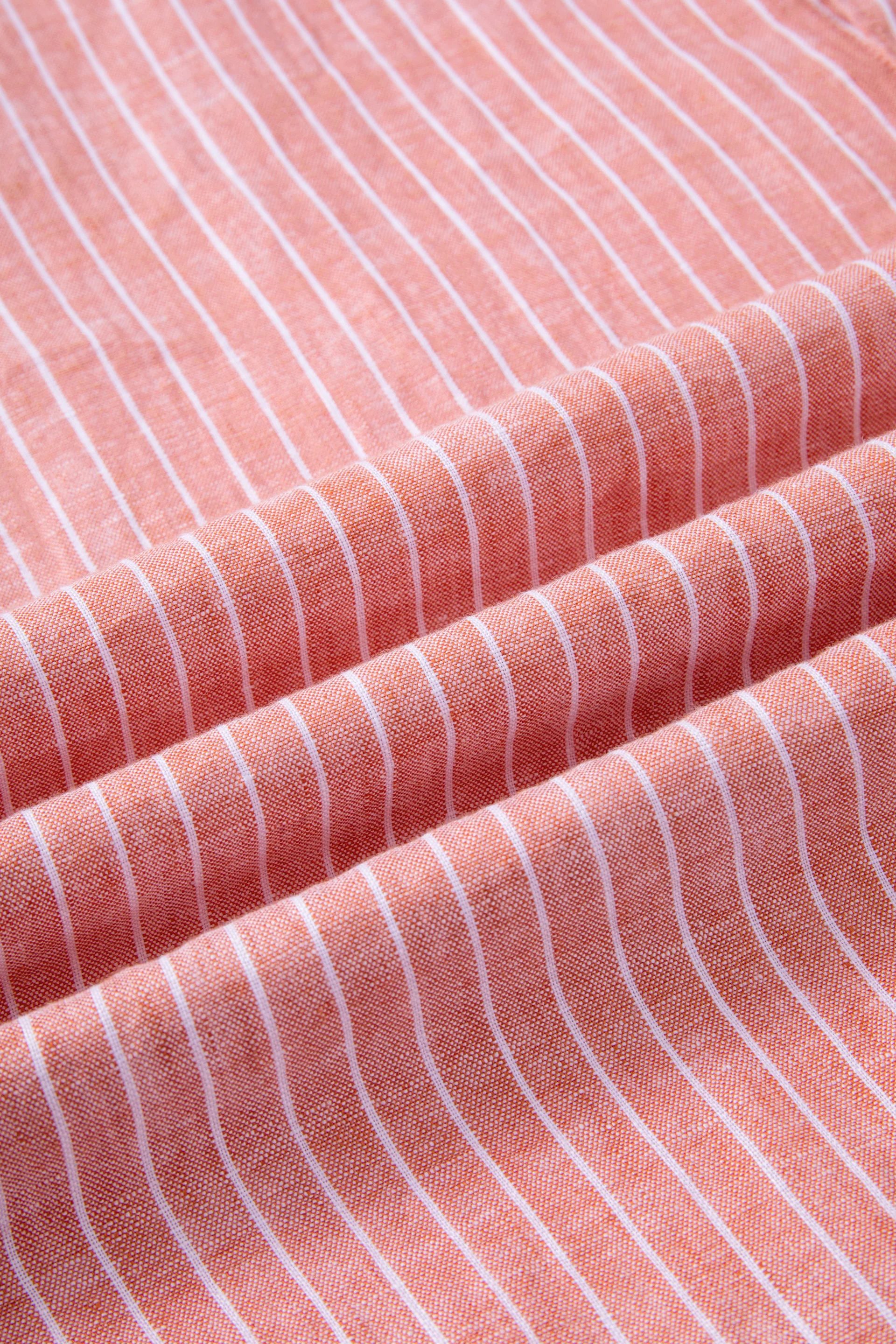 Linen Casual Shirt | Orange Rust Stripes 25558P - Image 8