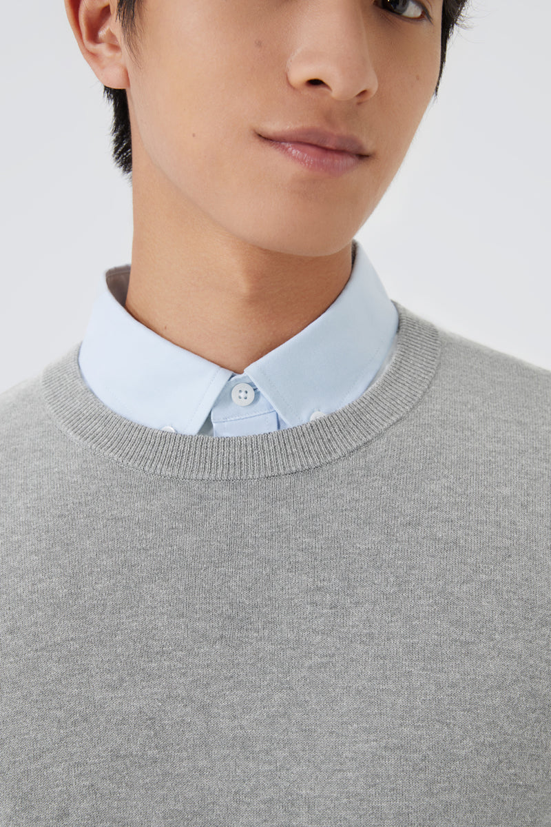 Merino-Blend Crew Neck Sweater | Grey EGBC25 - Image 2
