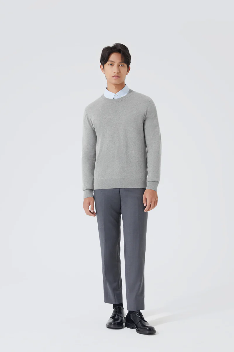 Merino-Blend Crew Neck Sweater | Grey EGBC25 - Image 3
