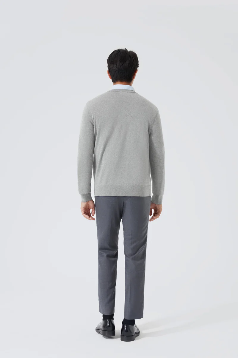 Merino-Blend Crew Neck Sweater | Grey EGBC25 - Image 4