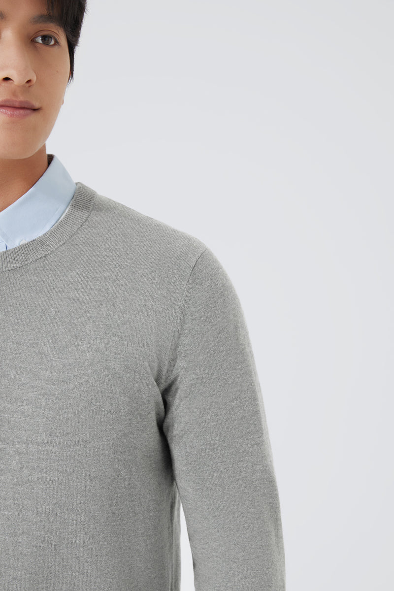 Merino-Blend Crew Neck Sweater | Grey EGBC25 - Image 5