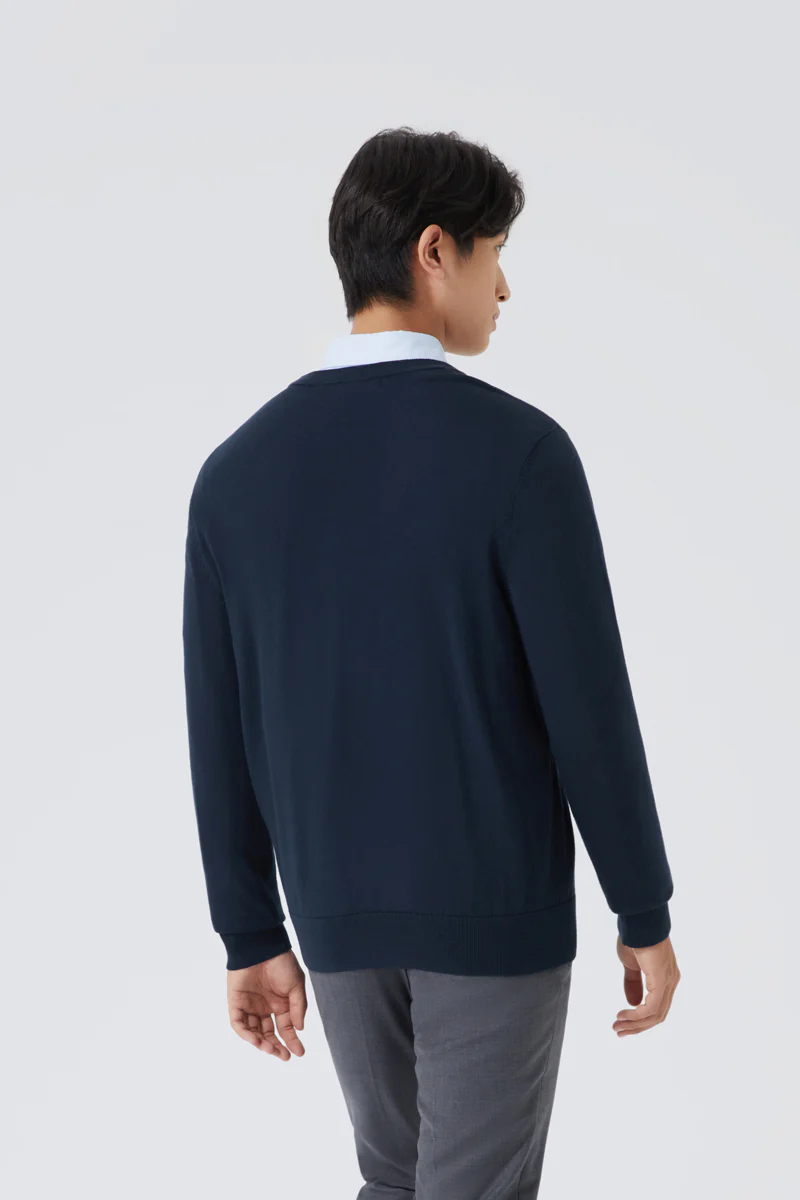 Merino-Blend Crew Neck Sweater | Navy NYYD01 - Image 3