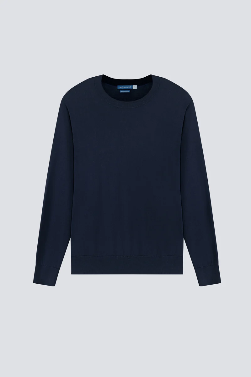 Merino-Blend Crew Neck Sweater | Navy NYYD01 - Image 9