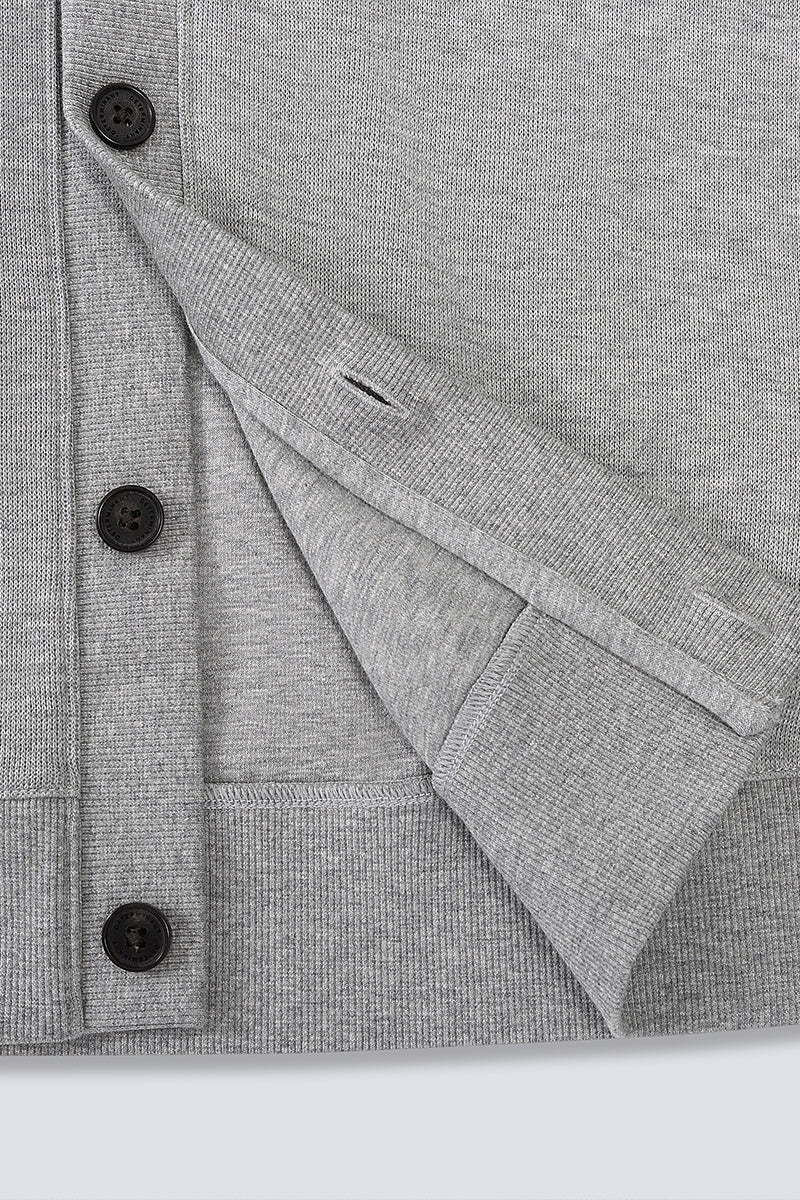 Merino-Blend French Rib Cardigan | Grey EBC054 - Image 11