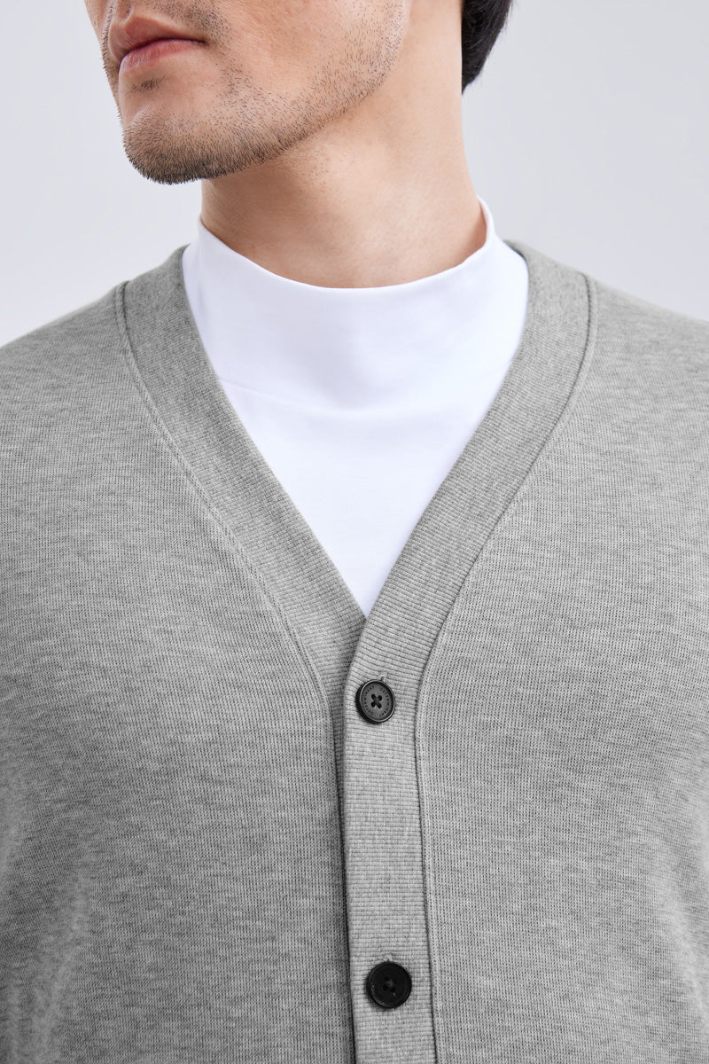 Merino-Blend French Rib Cardigan | Grey EBC054 - Image 2