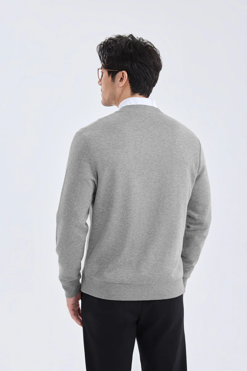 Merino-Blend French Rib Cardigan | Grey EBC054 - Image 4