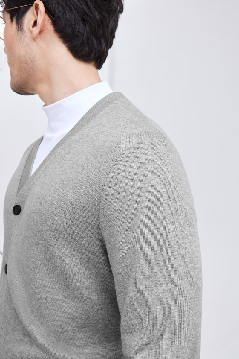 Merino-Blend French Rib Cardigan | Grey EBC054 - Image 5