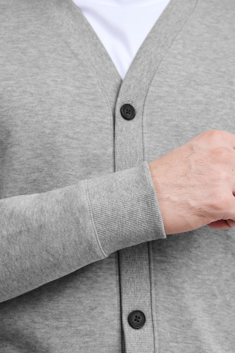 Merino-Blend French Rib Cardigan | Grey EBC054 - Image 6