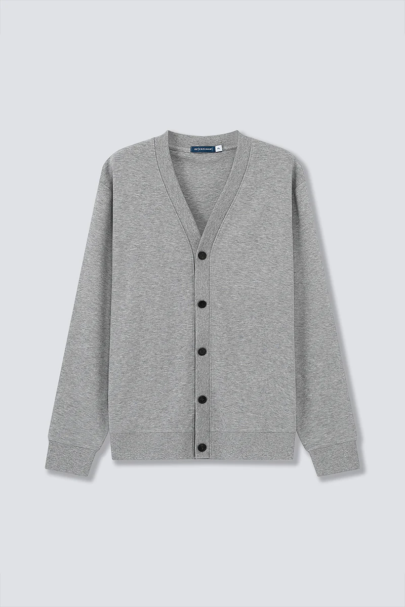 Merino-Blend French Rib Cardigan | Grey EBC054 - Image 7