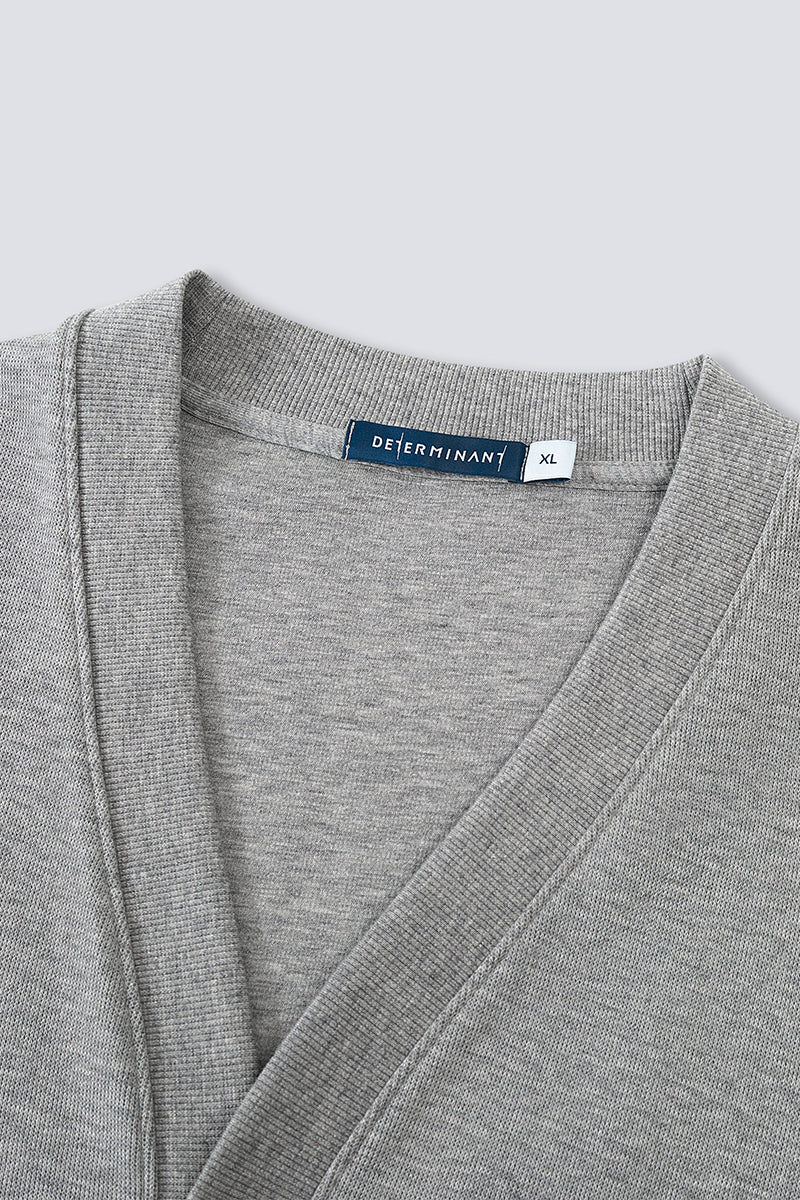 Merino-Blend French Rib Cardigan | Grey EBC054 - Image 9