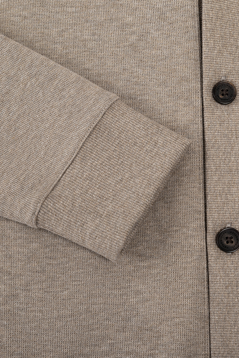 Merino-Blend French Rib Cardigan | Khaki E7W025 - Image 10