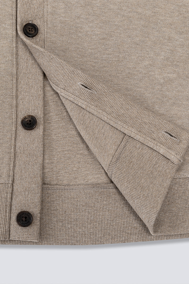 Merino-Blend French Rib Cardigan | Khaki E7W025 - Image 11