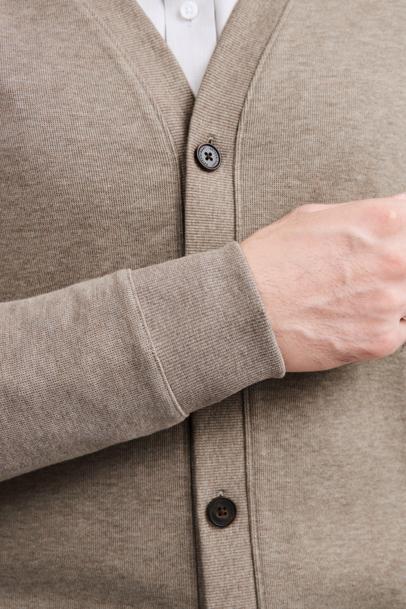Merino-Blend French Rib Cardigan | Khaki E7W025 - Image 6