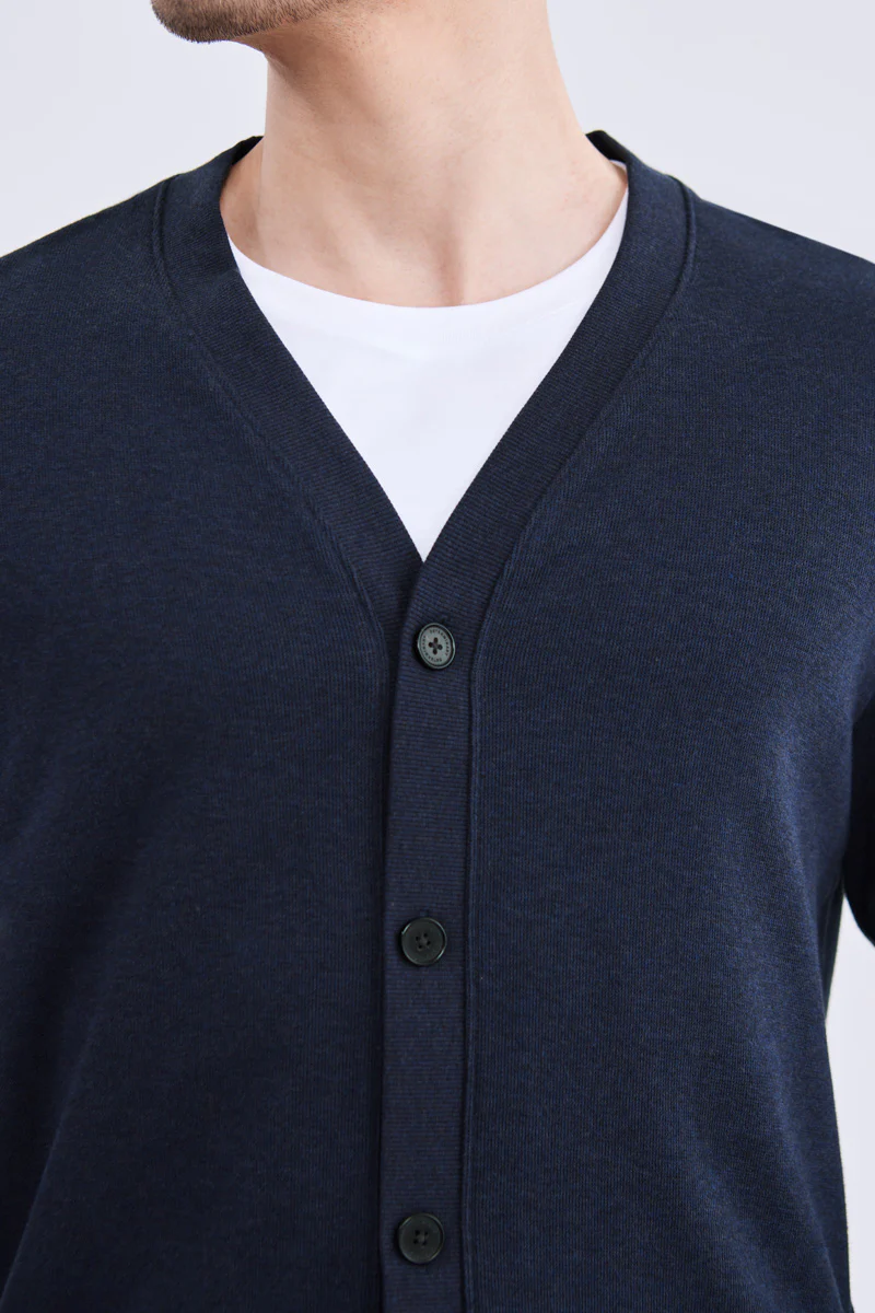 Merino-Blend French Rib Cardigan | Navy EB1244 - Image 2
