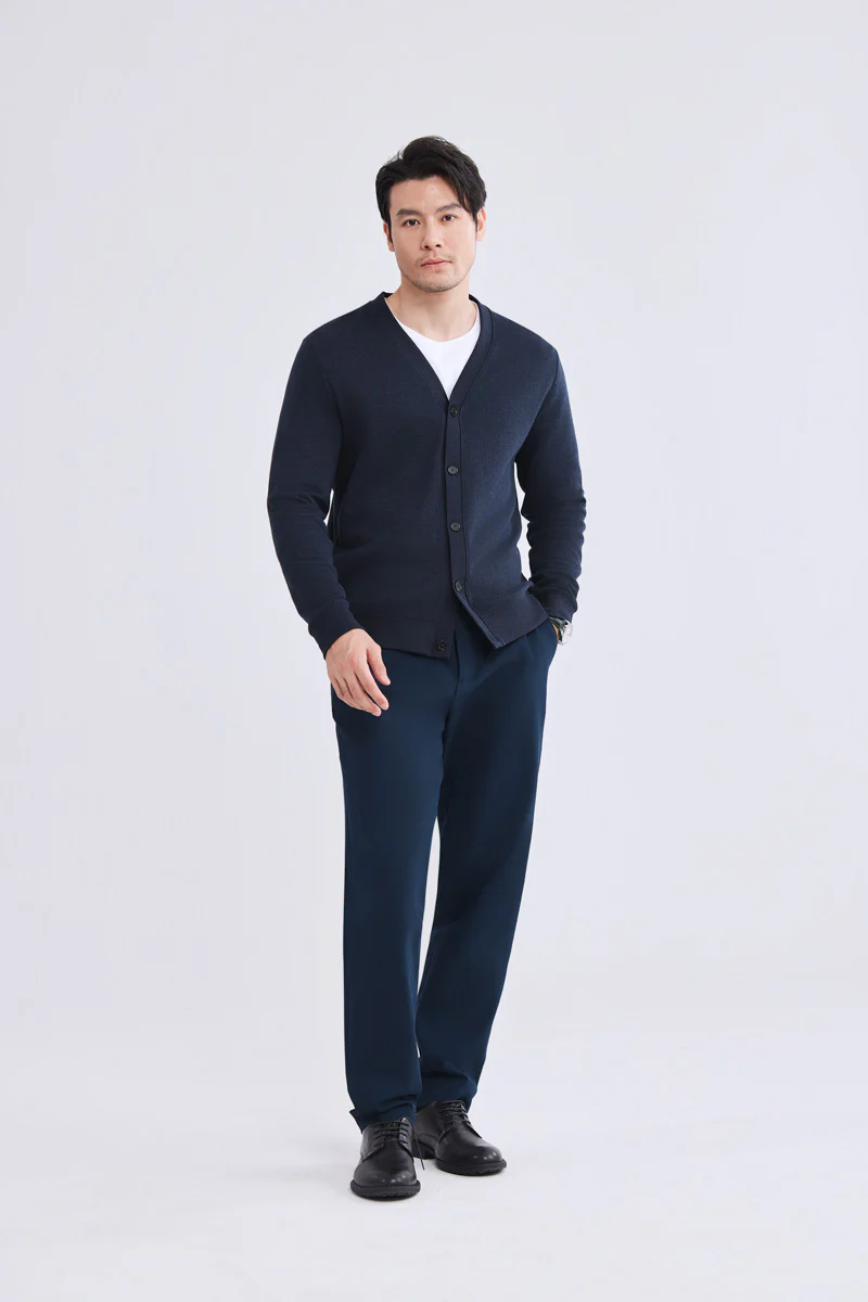 Merino-Blend French Rib Cardigan | Navy EB1244 - Image 3