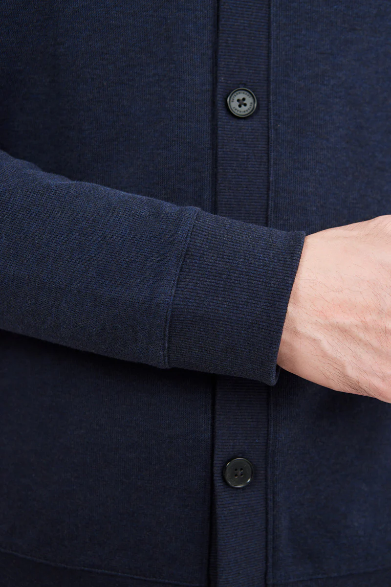 Merino-Blend French Rib Cardigan | Navy EB1244 - Image 6
