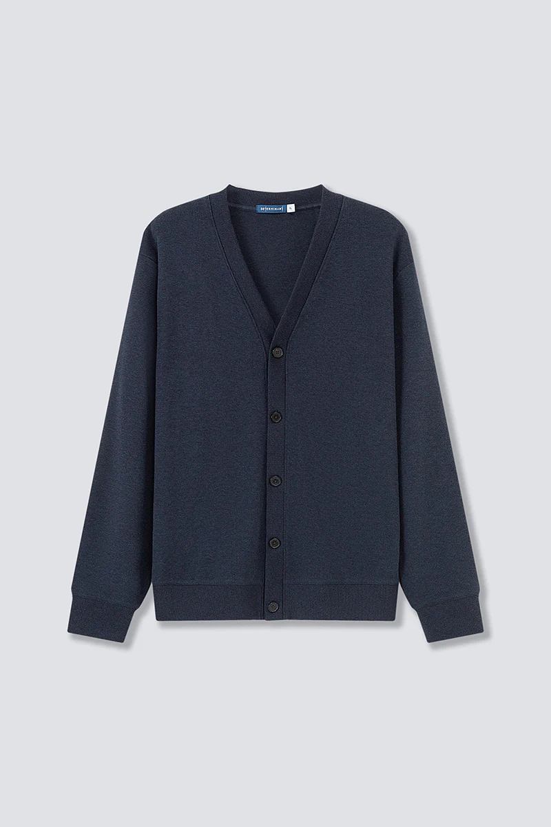 Merino-Blend French Rib Cardigan | Navy EB1244 - Image 7