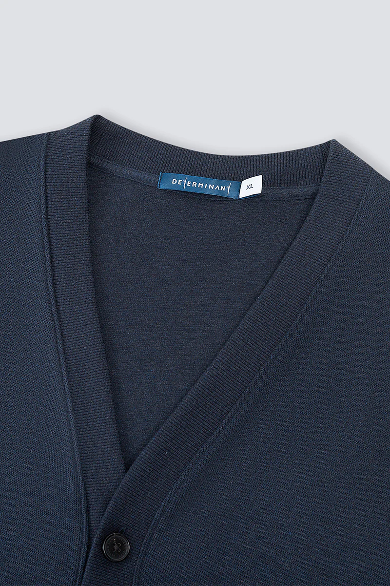 Merino-Blend French Rib Cardigan | Navy EB1244 - Image 9