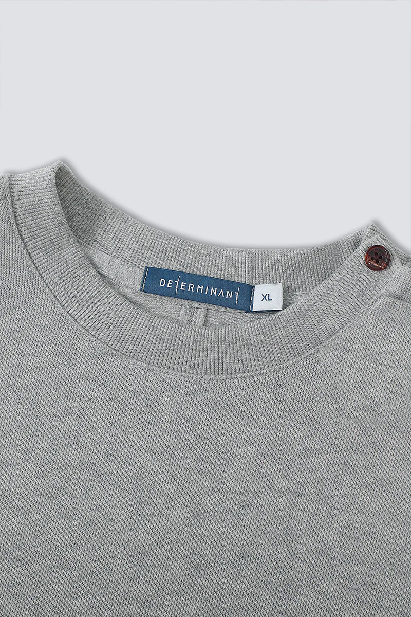 Merino-Blend French Rib Crew Neck Sweater | Grey EBC054 - Image 10