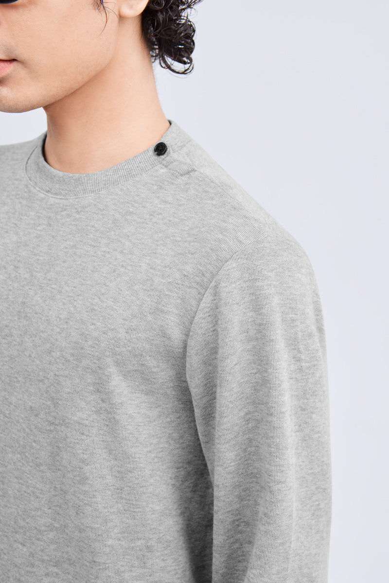 Merino-Blend French Rib Crew Neck Sweater | Grey EBC054 - Image 2