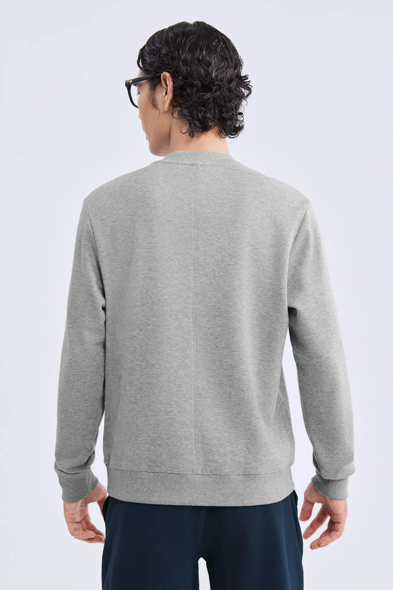Merino-Blend French Rib Crew Neck Sweater | Grey EBC054 - Image 3