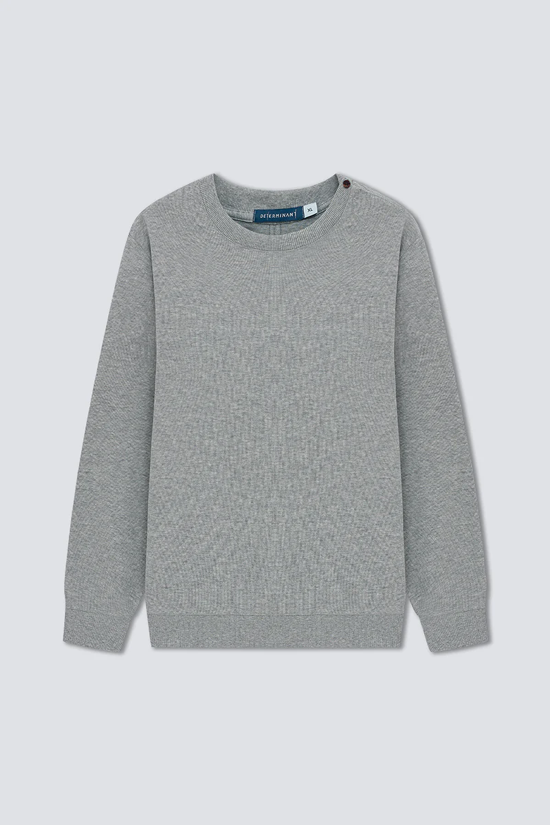 Merino-Blend French Rib Crew Neck Sweater | Grey EBC054 - Image 7