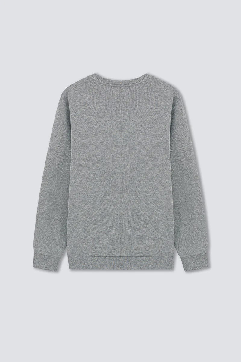Merino-Blend French Rib Crew Neck Sweater | Grey EBC054 - Image 8