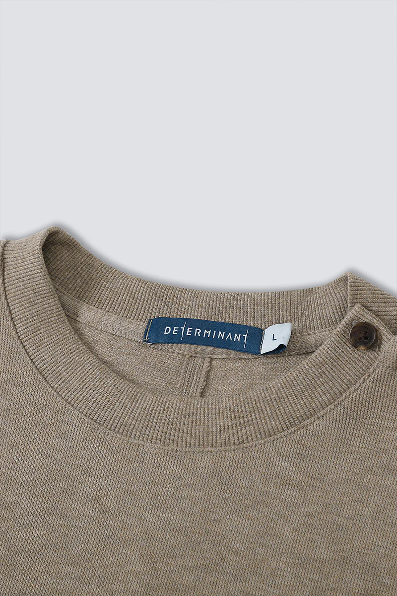 Merino-Blend French Rib Crew Neck Sweater | Khaki E7W025 - Image 10