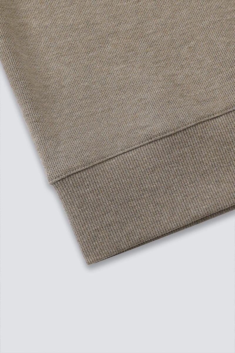 Merino-Blend French Rib Crew Neck Sweater | Khaki E7W025 - Image 12