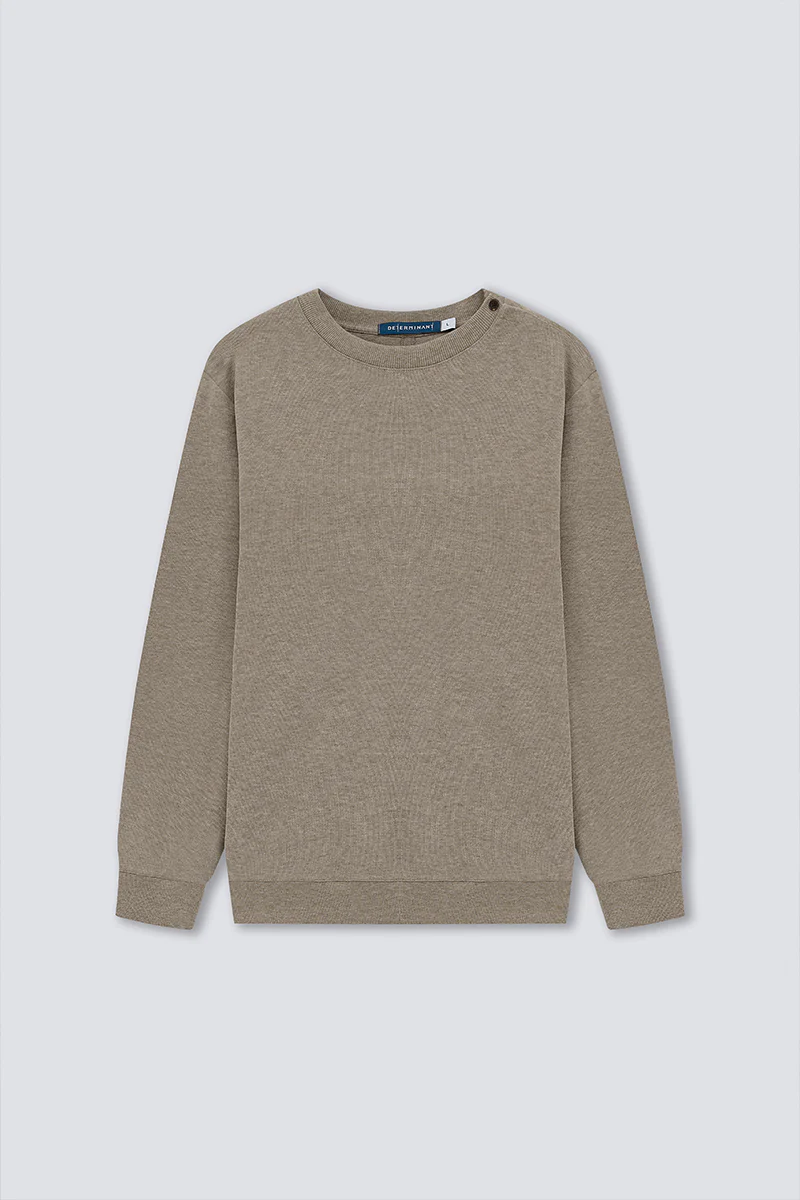 Merino-Blend French Rib Crew Neck Sweater | Khaki E7W025 - Image 7