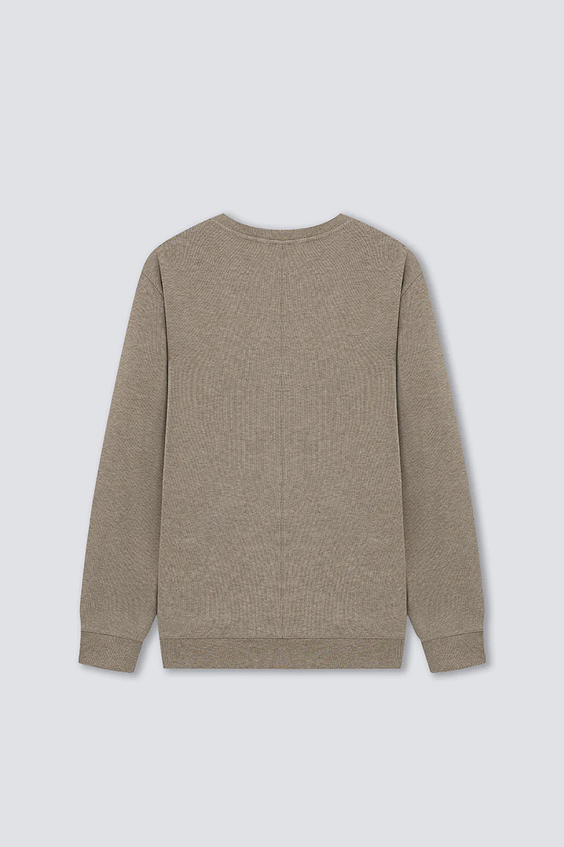 Merino-Blend French Rib Crew Neck Sweater | Khaki E7W025 - Image 8