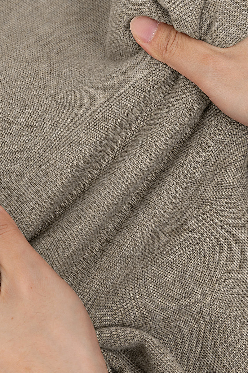 Merino-Blend French Rib Crew Neck Sweater | Khaki E7W025 - Image 9