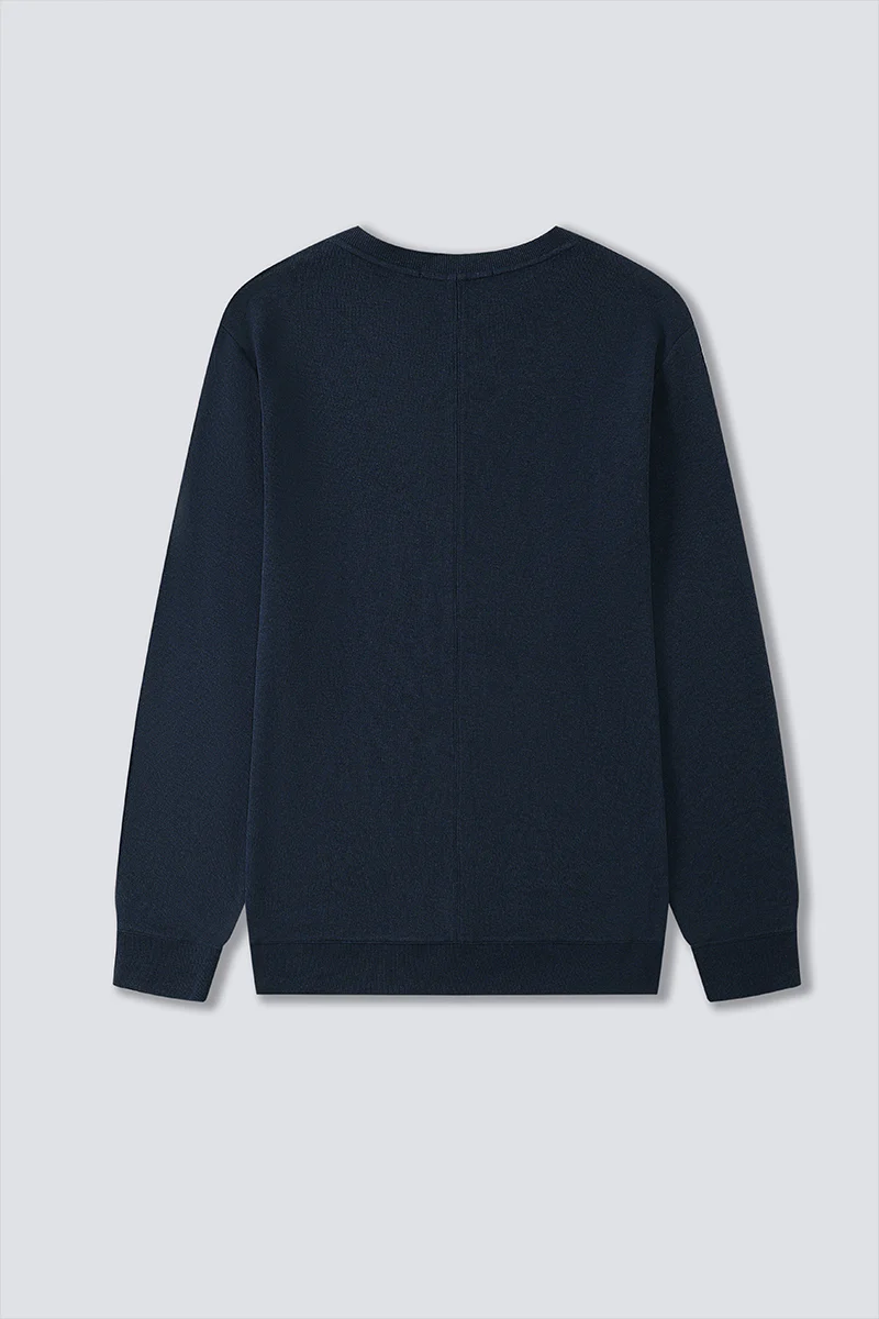 Merino-Blend French Rib Crew Neck Sweater | Navy EB1244 - Image 12