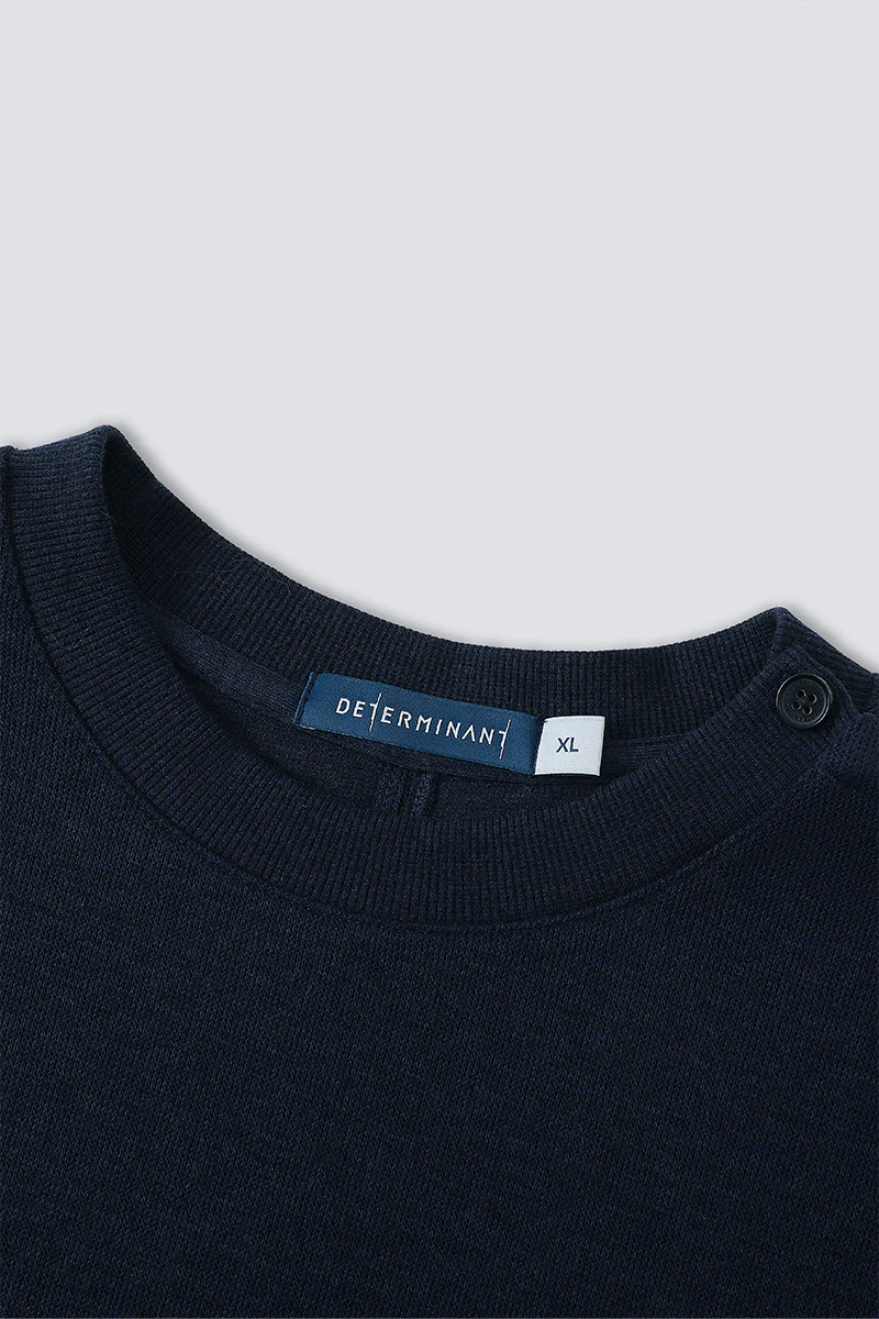 Merino-Blend French Rib Crew Neck Sweater | Navy EB1244 - Image 8