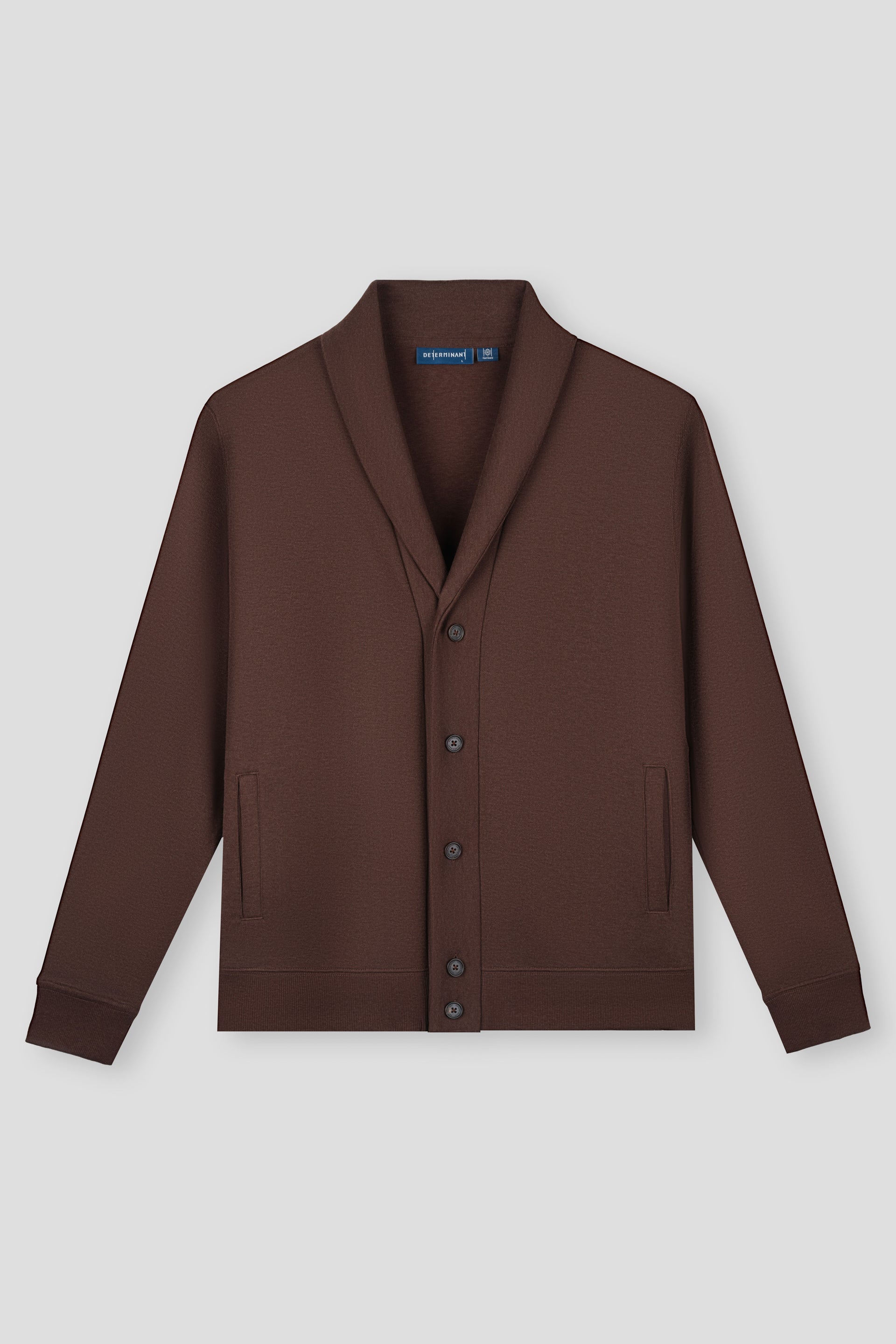 Merino-Blend French Rib Shawl Collar Cardigan | Deep Brown VE3771