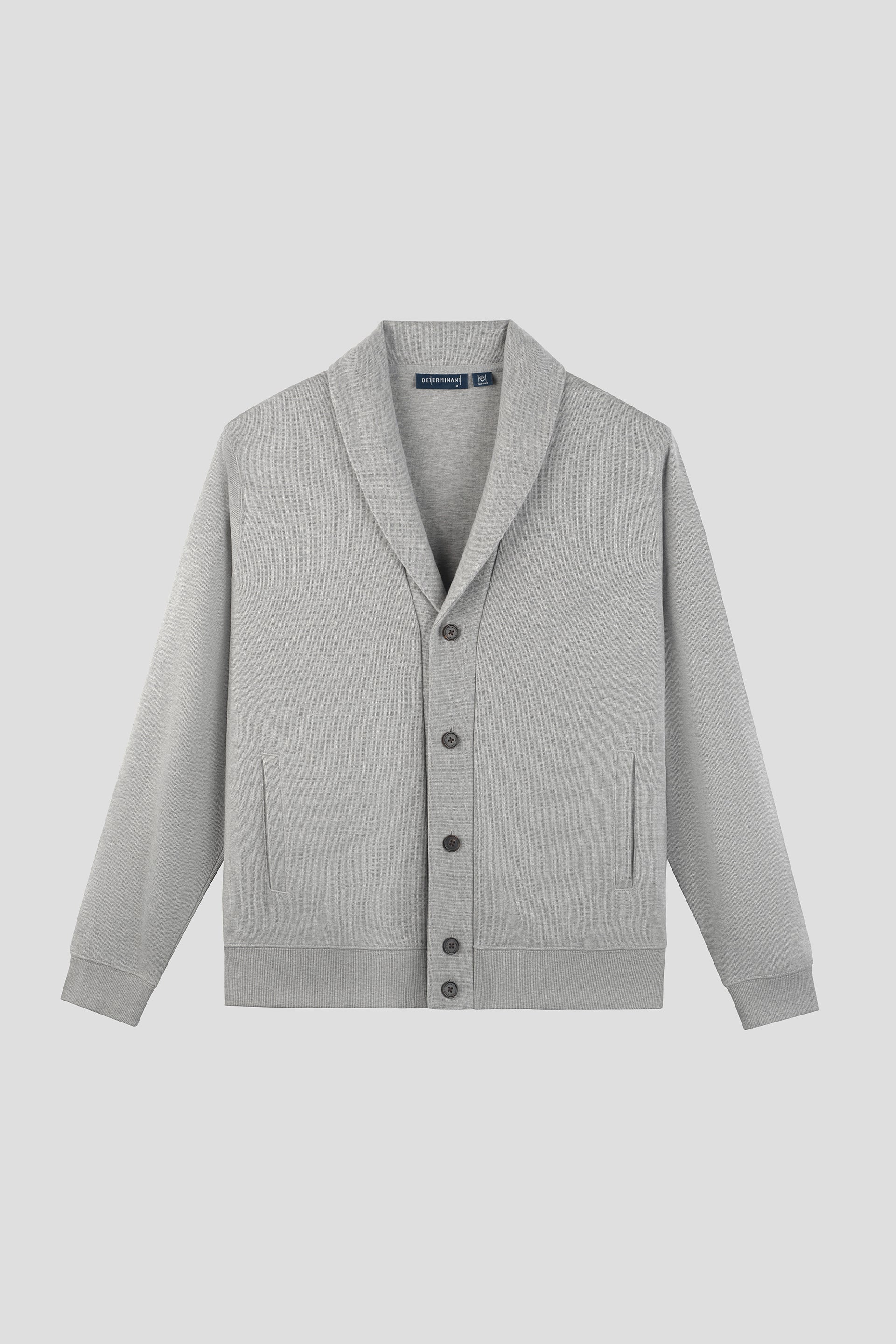 Merino-Blend French Rib Shawl Collar Cardigan | Grey EBC054 - Image 2