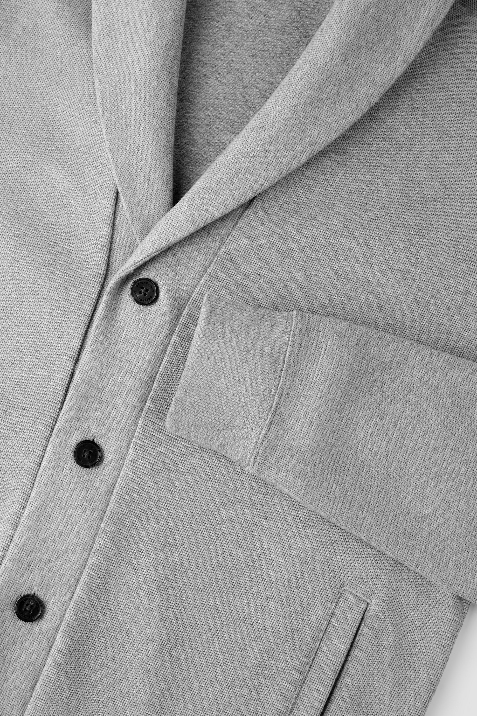 Merino-Blend French Rib Shawl Collar Cardigan | Grey EBC054 - Image 4
