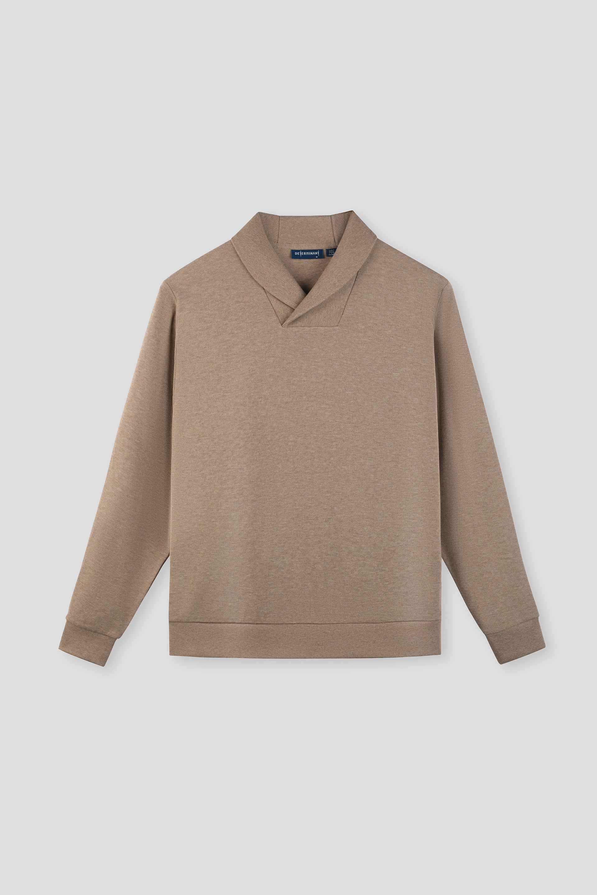 Merino-Blend French Rib Shawl Collar Sweater | Khaki E7W025 - Image 2