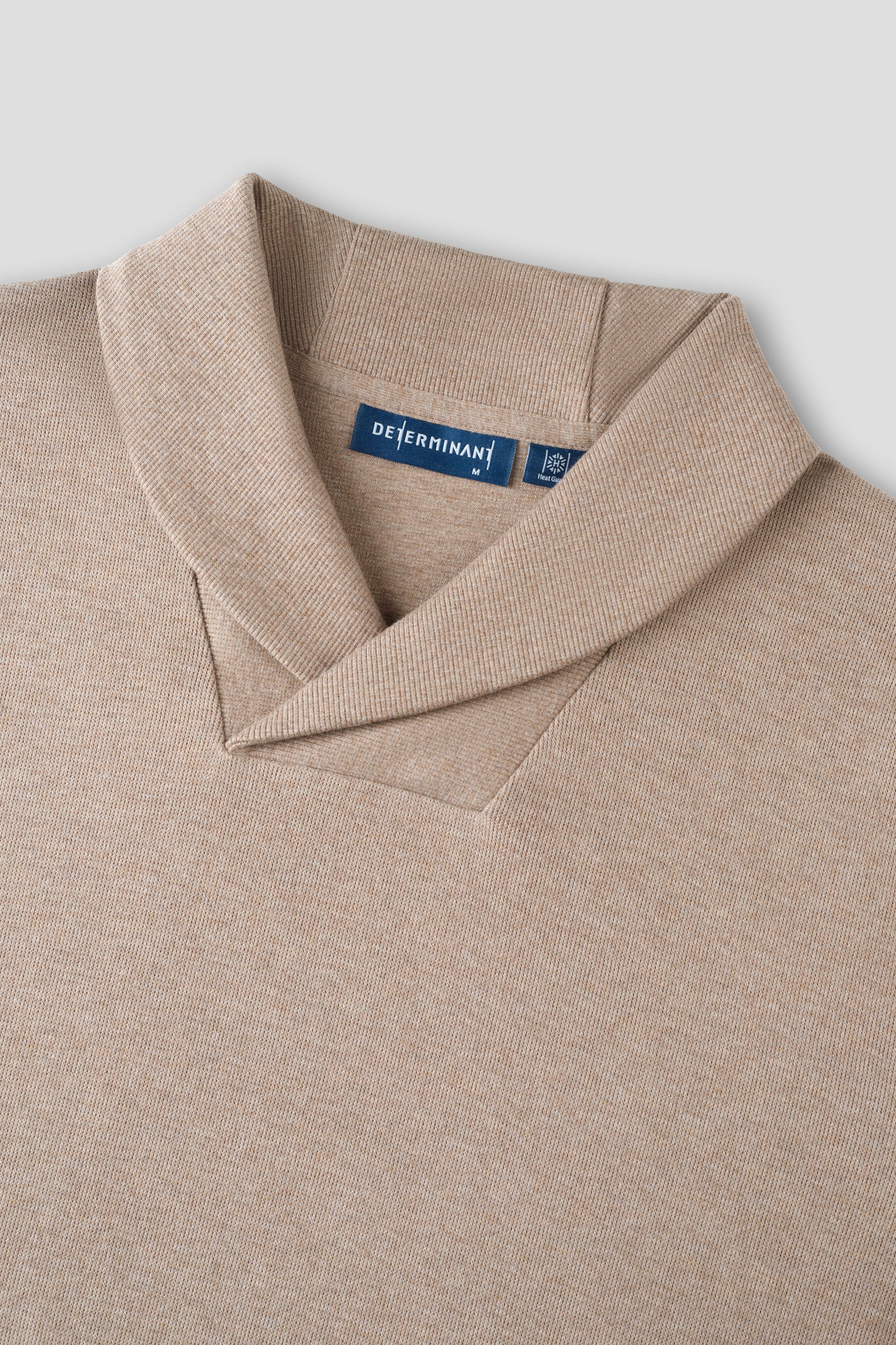 Merino-Blend French Rib Shawl Collar Sweater | Khaki E7W025 - Image 3
