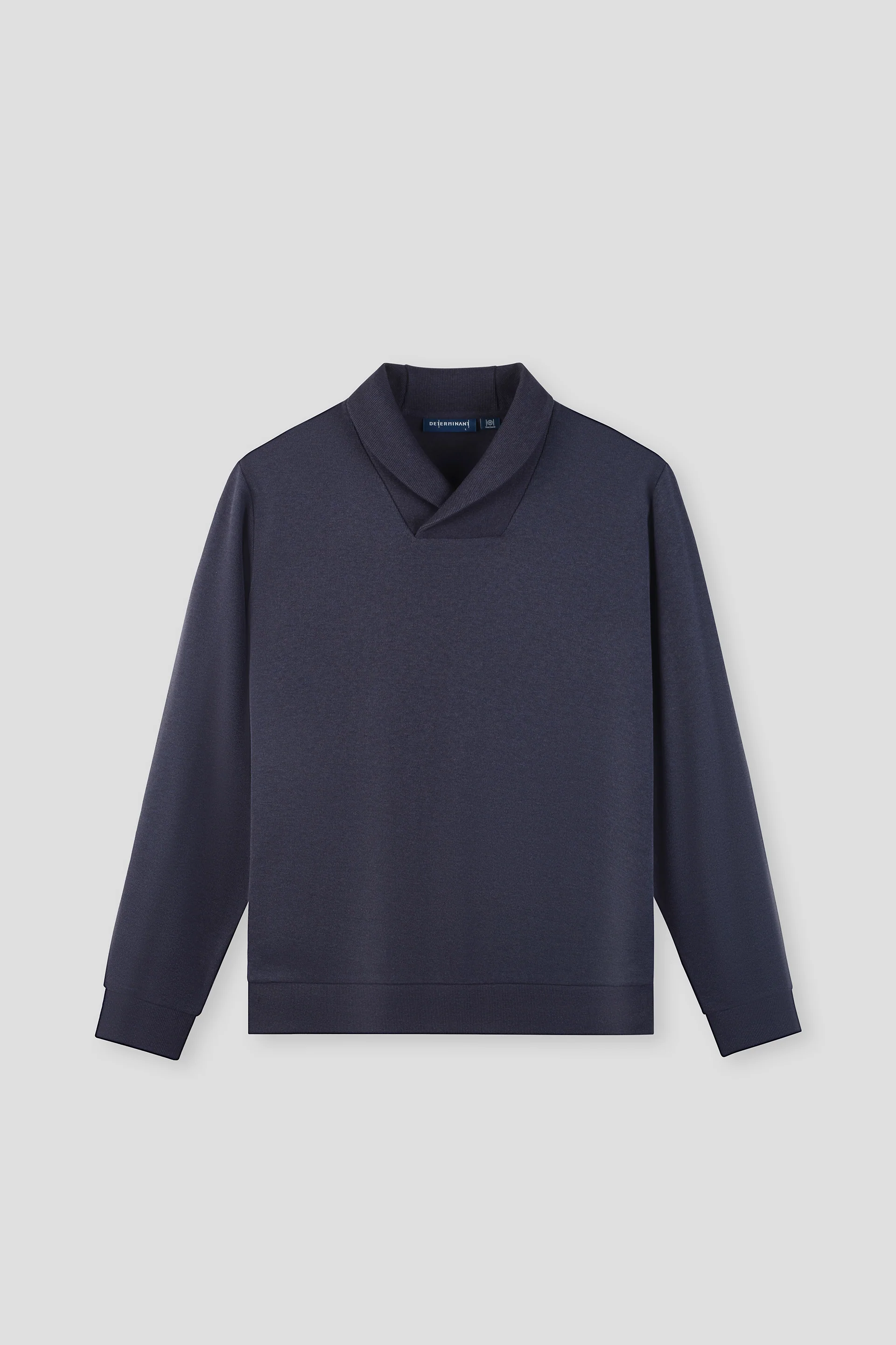 Merino-Blend French Rib Shawl Collar Sweater | Navy EB1244 - Image 2