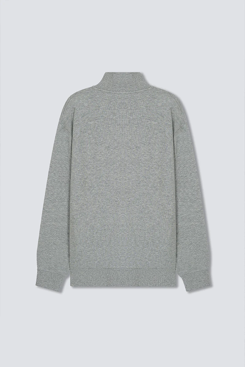Merino-Blend Half Zip French Rib Sweater | Grey EBC054 - Image 11