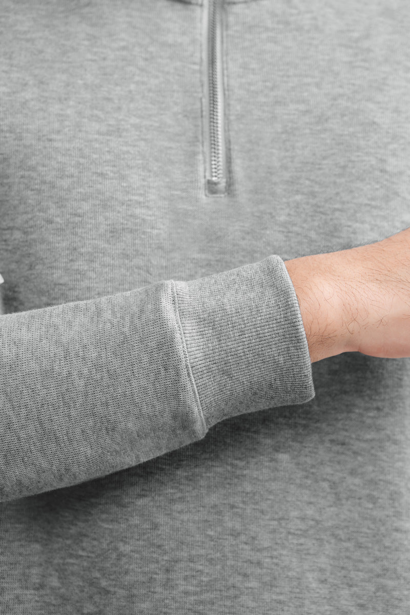 Merino-Blend Half Zip French Rib Sweater | Grey EBC054 - Image 3