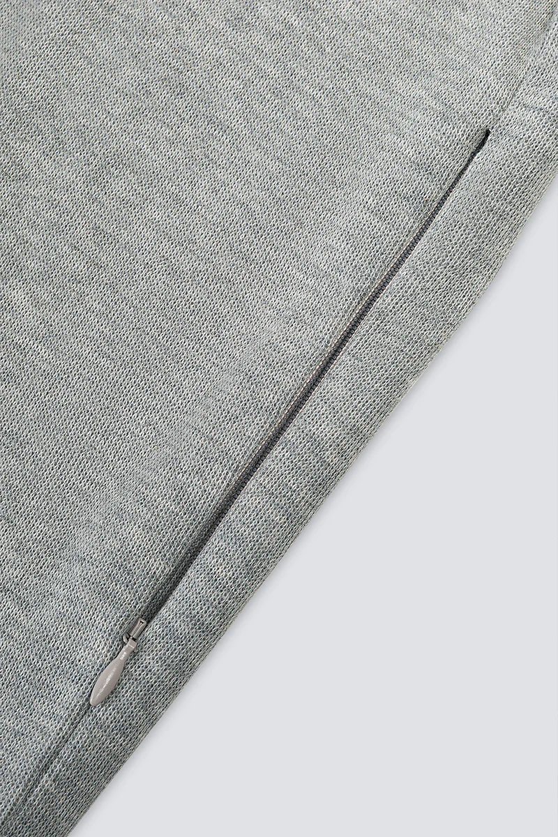 Merino-Blend Half Zip French Rib Sweater | Grey EBC054 - Image 7