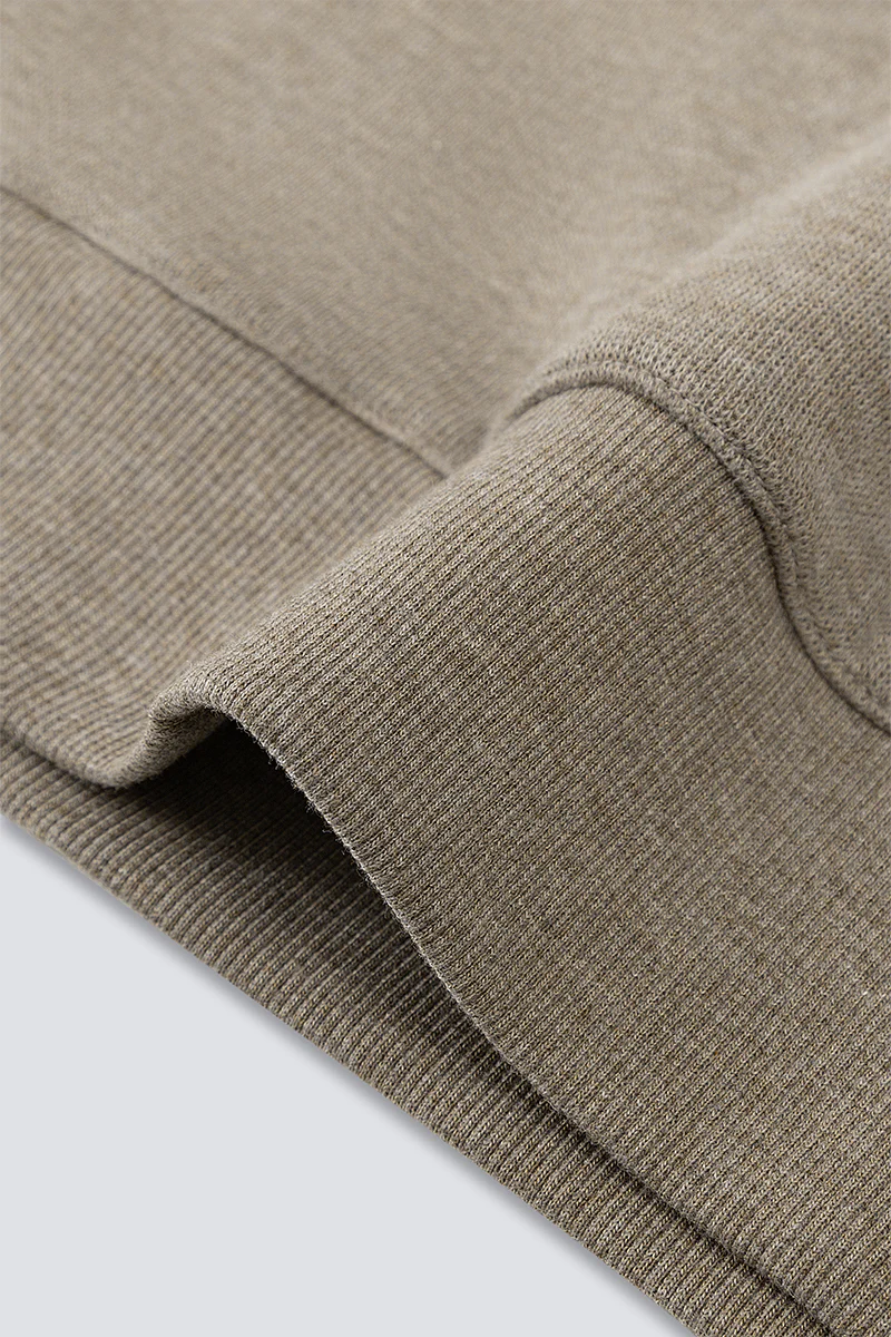 Merino-Blend Half Zip French Rib Sweater | Khaki E7W025 - Image 10