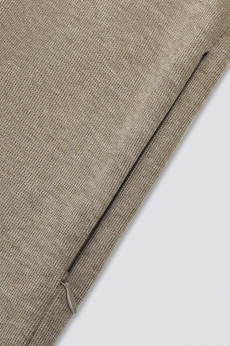 Merino-Blend Half Zip French Rib Sweater | Khaki E7W025 - Image 9
