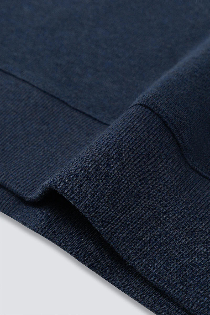 Merino-Blend Half Zip French Rib Sweater | Navy EB1244 - Image 6