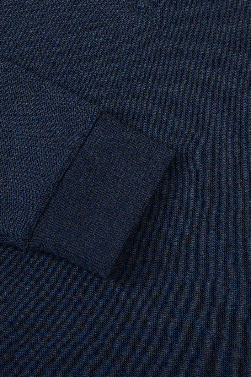 Merino-Blend Half Zip French Rib Sweater | Navy EB1244 - Image 8
